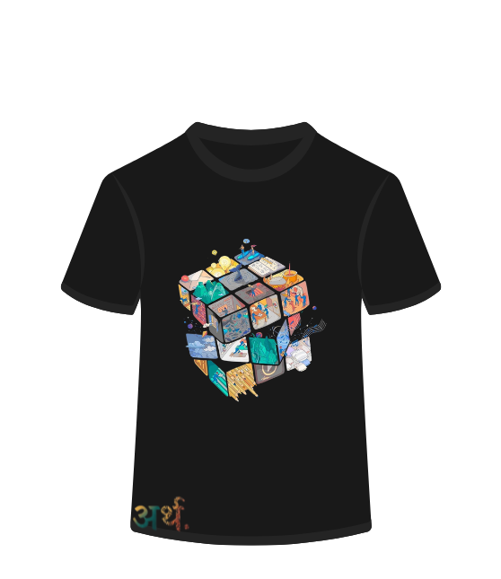 Artha Premium Cotton T-Shirt Regular - Cube Multicolour