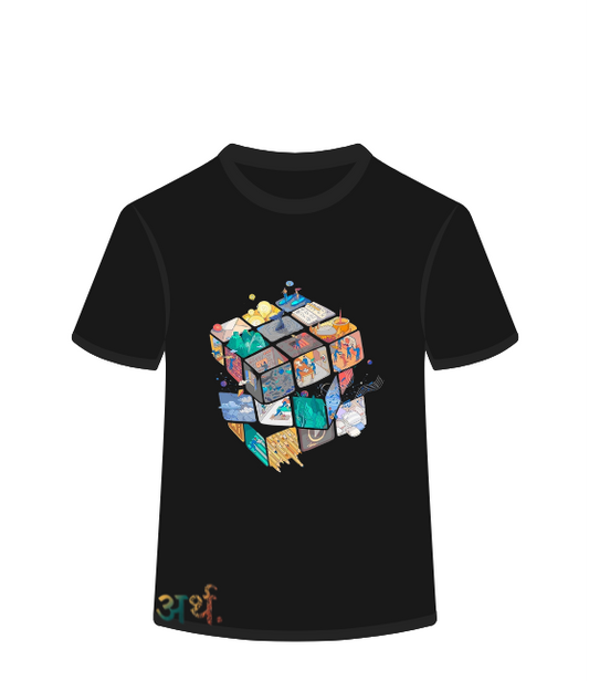 Artha Premium Cotton T-Shirt Regular - Cube Multicolour