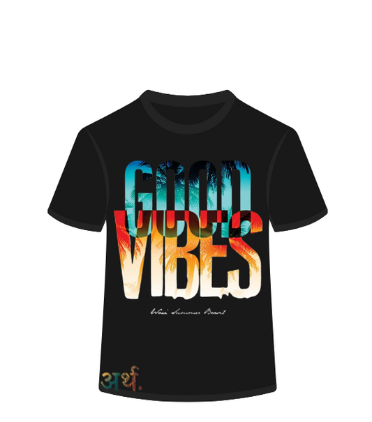 Artha Premium Cotton T-Shirt Regular - Good Vibes Black